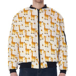 Cute Baby Giraffe Pattern Print Zip Sleeve Bomber Jacket