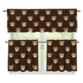 Cute Baby Grizzly Bear Pattern Print 3 Piece Kitchen Curtains