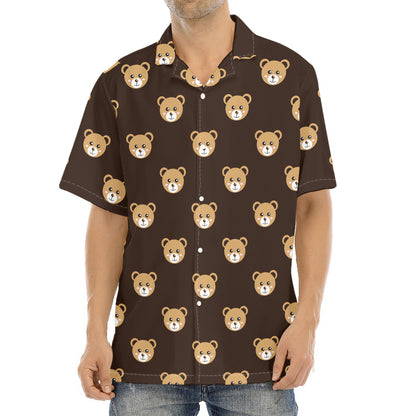 Cute Baby Grizzly Bear Pattern Print Aloha Shirt
