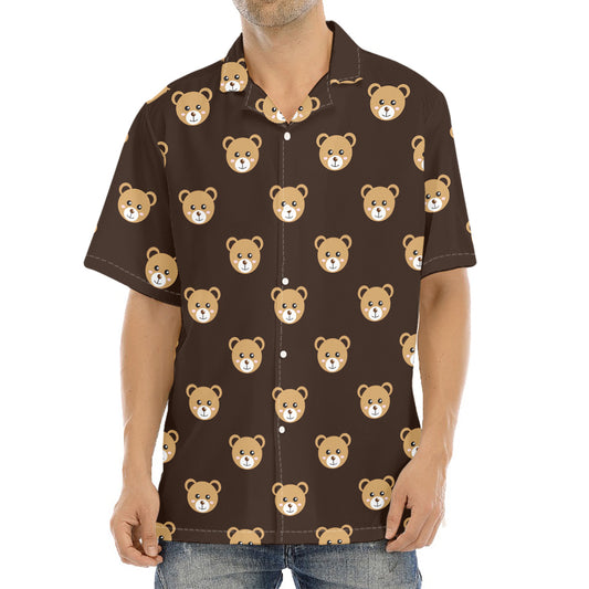Cute Baby Grizzly Bear Pattern Print Aloha Shirt