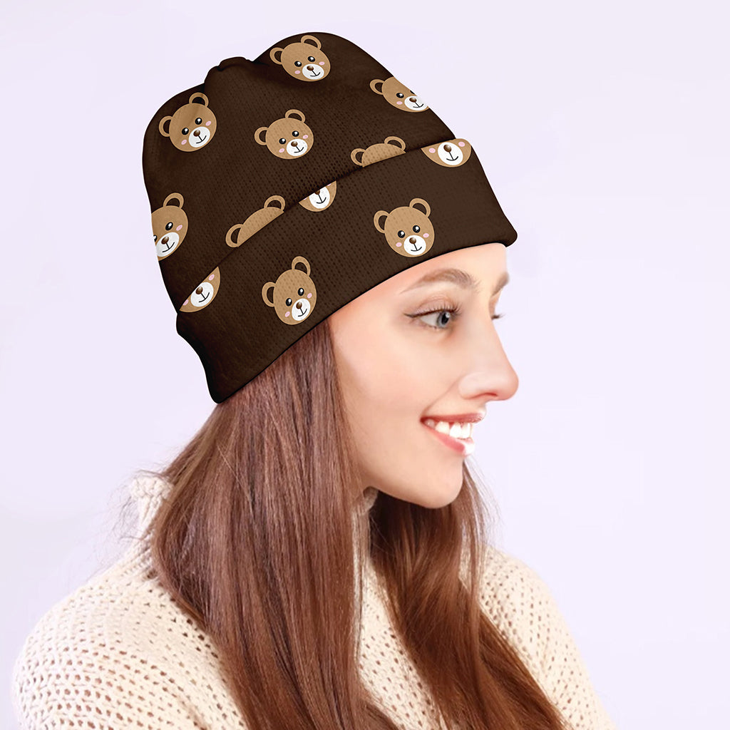 Cute Baby Grizzly Bear Pattern Print Beanie