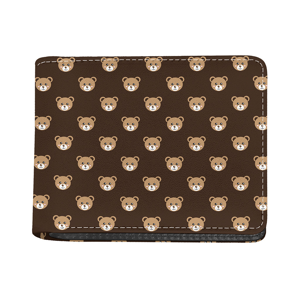 Cute Baby Grizzly Bear Pattern Print Bifold Wallet