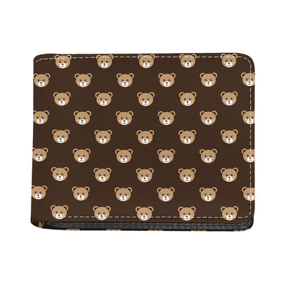 Cute Baby Grizzly Bear Pattern Print Bifold Wallet