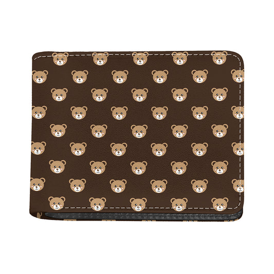 Cute Baby Grizzly Bear Pattern Print Bifold Wallet
