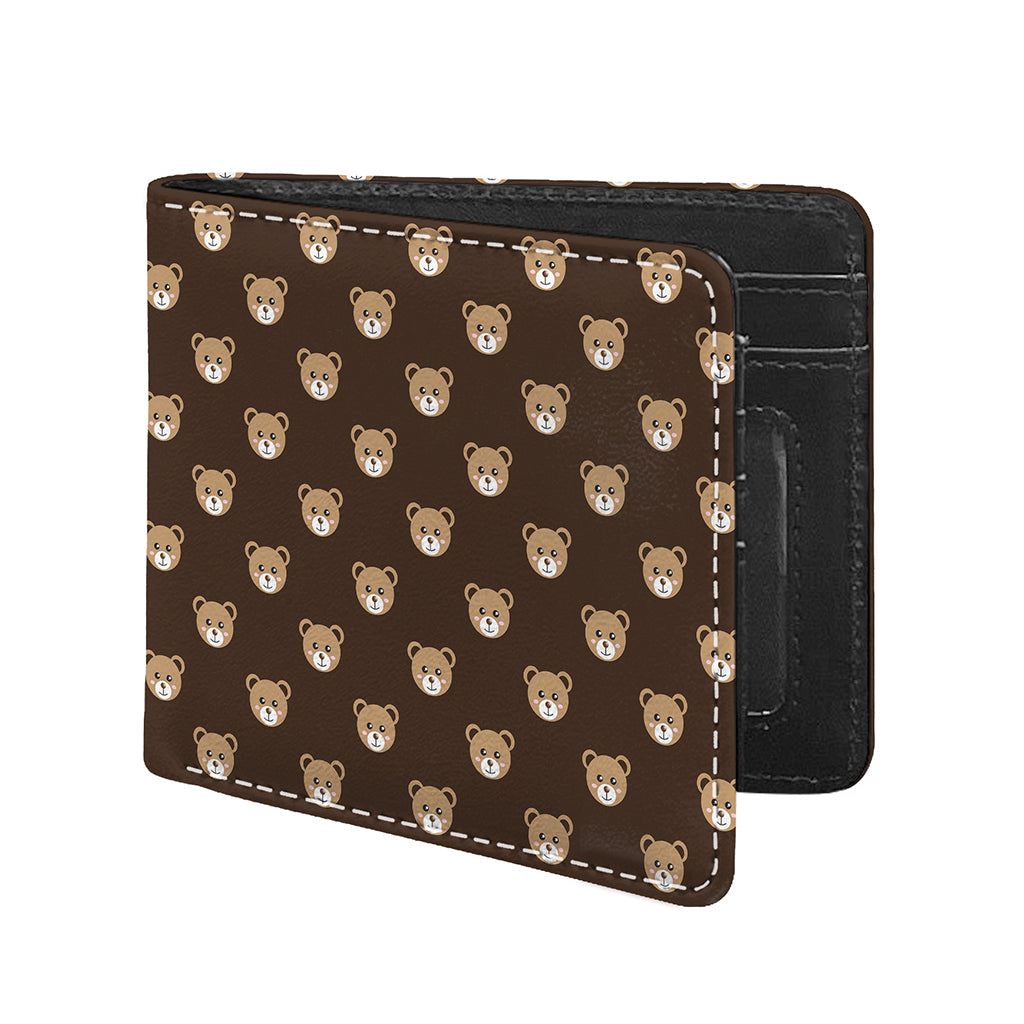 Cute Baby Grizzly Bear Pattern Print Bifold Wallet