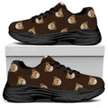 Cute Baby Grizzly Bear Pattern Print Black Chunky Shoes