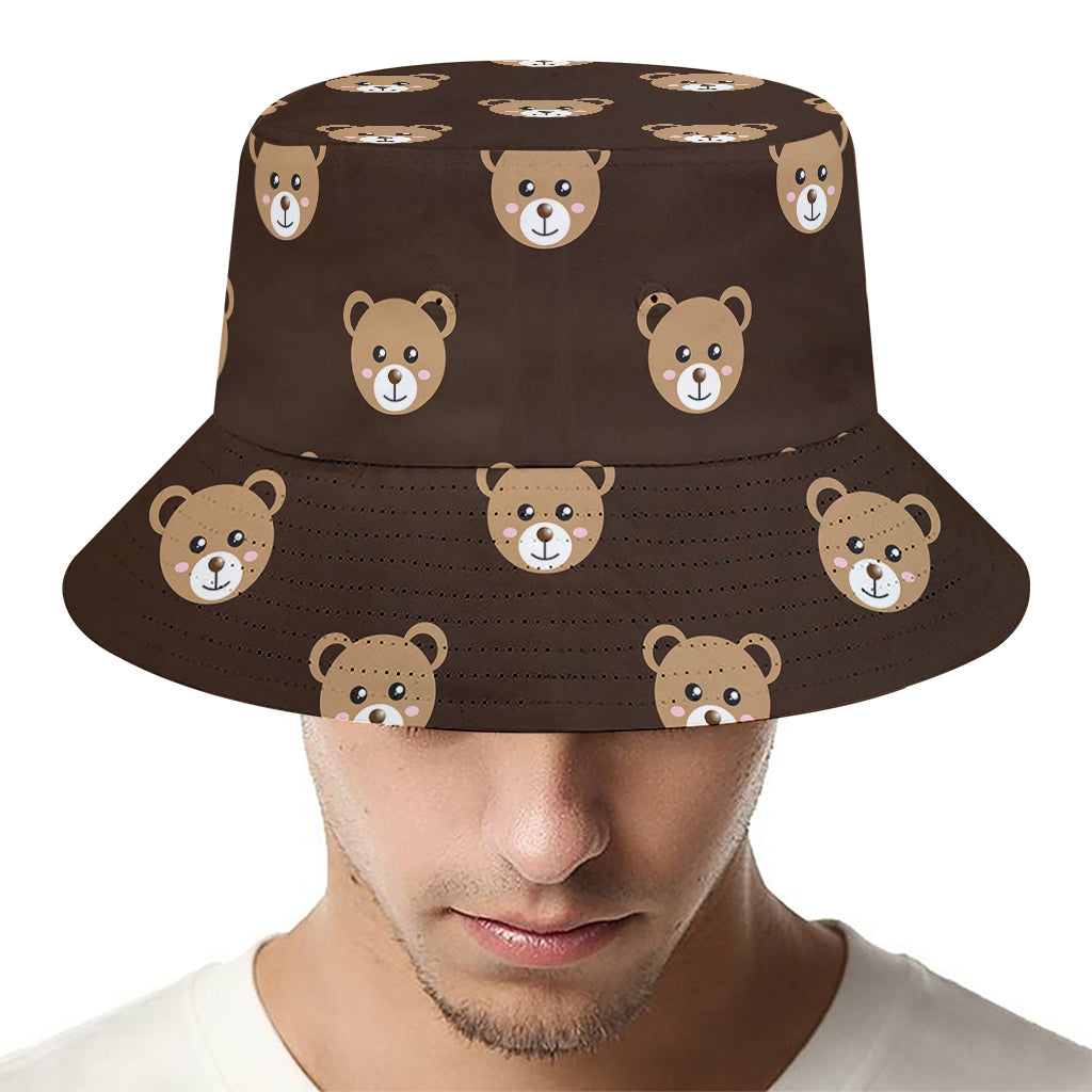 Cute Baby Grizzly Bear Pattern Print Bucket Hat