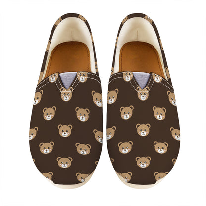 Cute Baby Grizzly Bear Pattern Print Casual Shoes