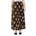 Cute Baby Grizzly Bear Pattern Print Chiffon Maxi Skirt