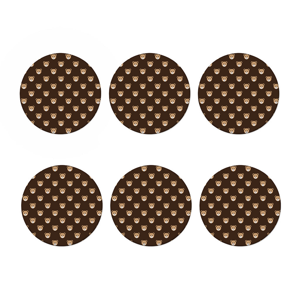 Cute Baby Grizzly Bear Pattern Print Coaster Set