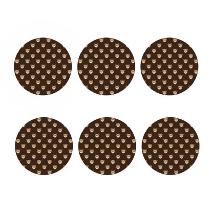 Cute Baby Grizzly Bear Pattern Print Coaster Set