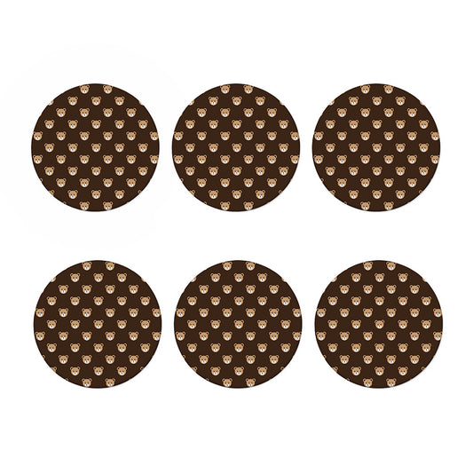 Cute Baby Grizzly Bear Pattern Print Coaster Set