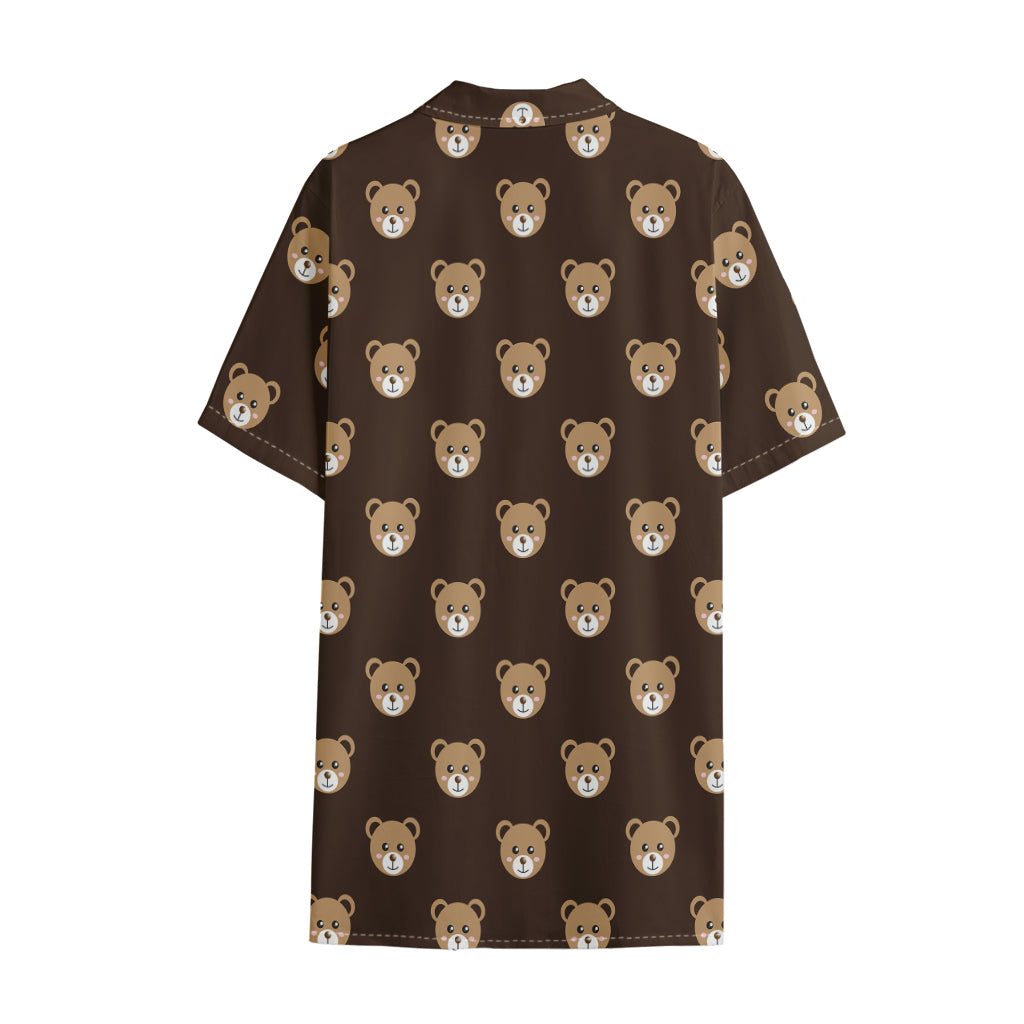 Cute Baby Grizzly Bear Pattern Print Cotton Hawaiian Shirt