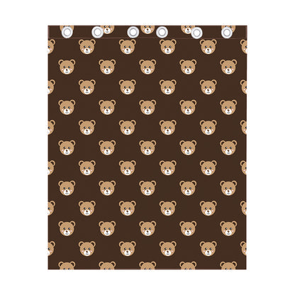 Cute Baby Grizzly Bear Pattern Print Curtain