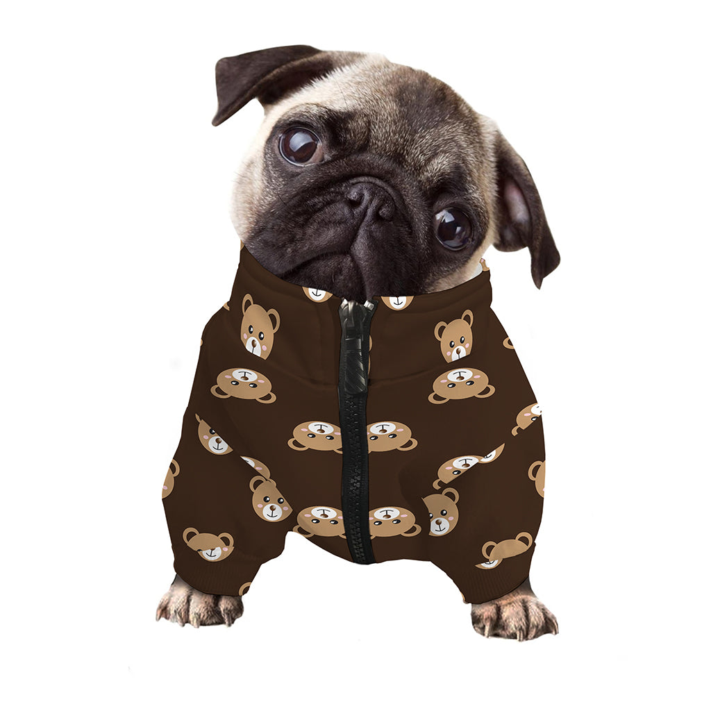 Cute Baby Grizzly Bear Pattern Print Dog Zip Up Jacket