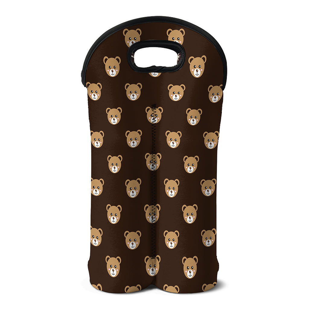 Cute Baby Grizzly Bear Pattern Print Double Neoprene Wine Tote