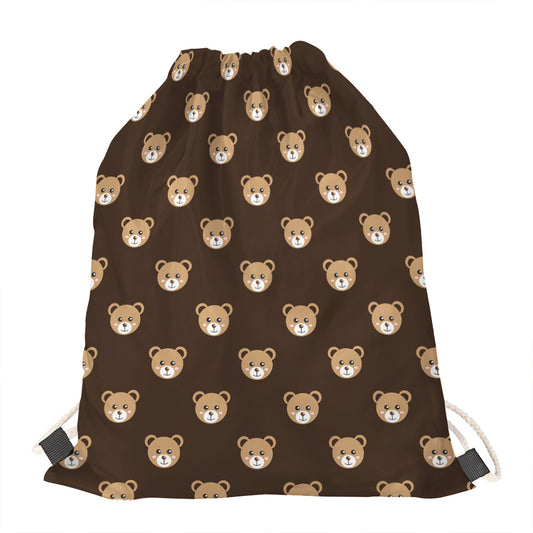 Cute Baby Grizzly Bear Pattern Print Drawstring Bag