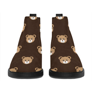 Cute Baby Grizzly Bear Pattern Print Flat Ankle Boots