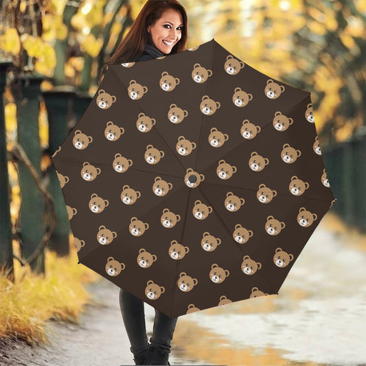 Cute Baby Grizzly Bear Pattern Print Foldable Umbrella