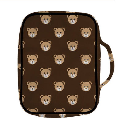 Cute Baby Grizzly Bear Pattern Print Front Pocket Bible Bag