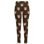 Cute Baby Grizzly Bear Pattern Print High-Waisted Pocket Leggings