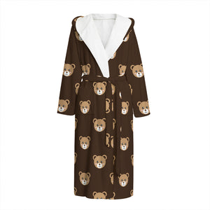 Cute Baby Grizzly Bear Pattern Print Hooded Bathrobe