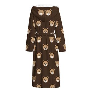 Cute Baby Grizzly Bear Pattern Print Hooded Bathrobe