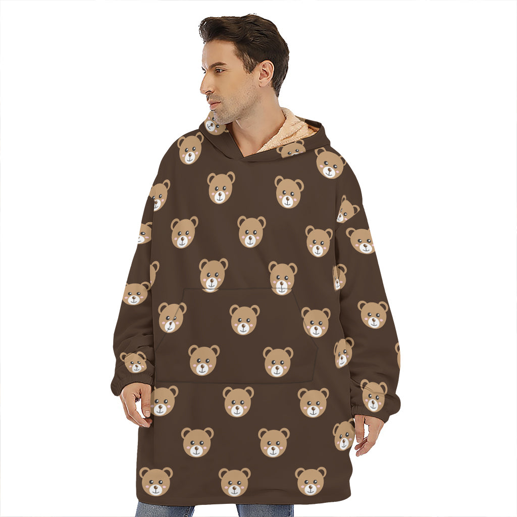 Cute Baby Grizzly Bear Pattern Print Hoodie Blanket