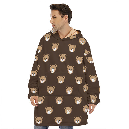 Cute Baby Grizzly Bear Pattern Print Hoodie Blanket