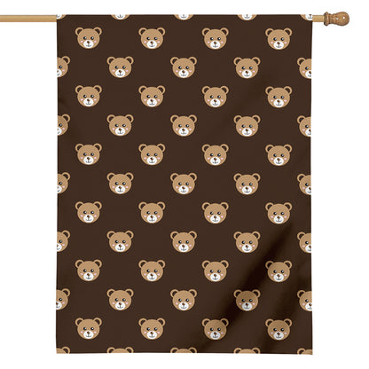 Cute Baby Grizzly Bear Pattern Print House Flag