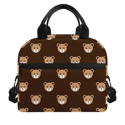 Cute Baby Grizzly Bear Pattern Print Insulated Lunch Bag