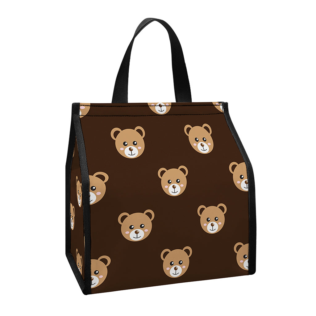 Cute Baby Grizzly Bear Pattern Print Insulated Lunch Tote