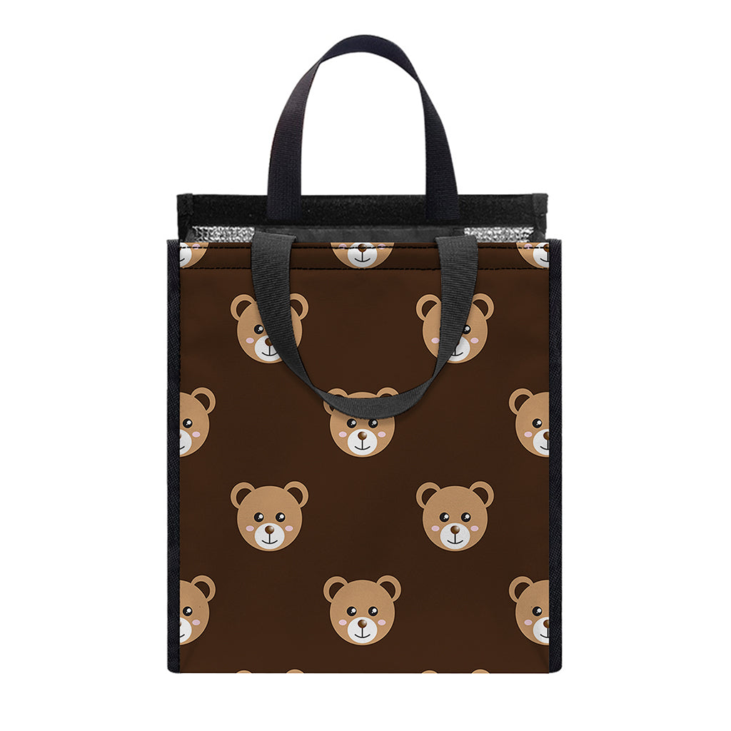 Cute Baby Grizzly Bear Pattern Print Insulated Lunch Tote