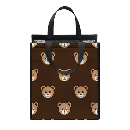 Cute Baby Grizzly Bear Pattern Print Insulated Lunch Tote