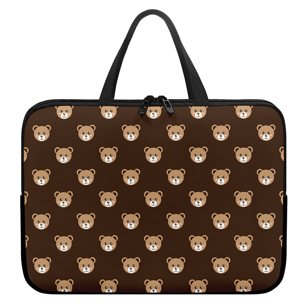 Cute Baby Grizzly Bear Pattern Print Laptop Sleeve With Handle