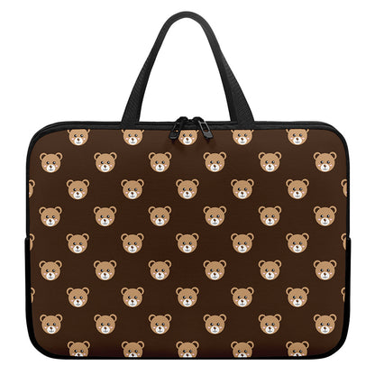Cute Baby Grizzly Bear Pattern Print Laptop Sleeve With Handle