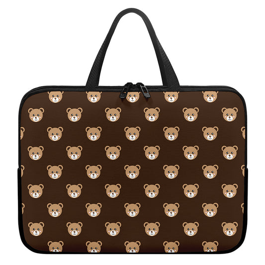 Cute Baby Grizzly Bear Pattern Print Laptop Sleeve With Handle