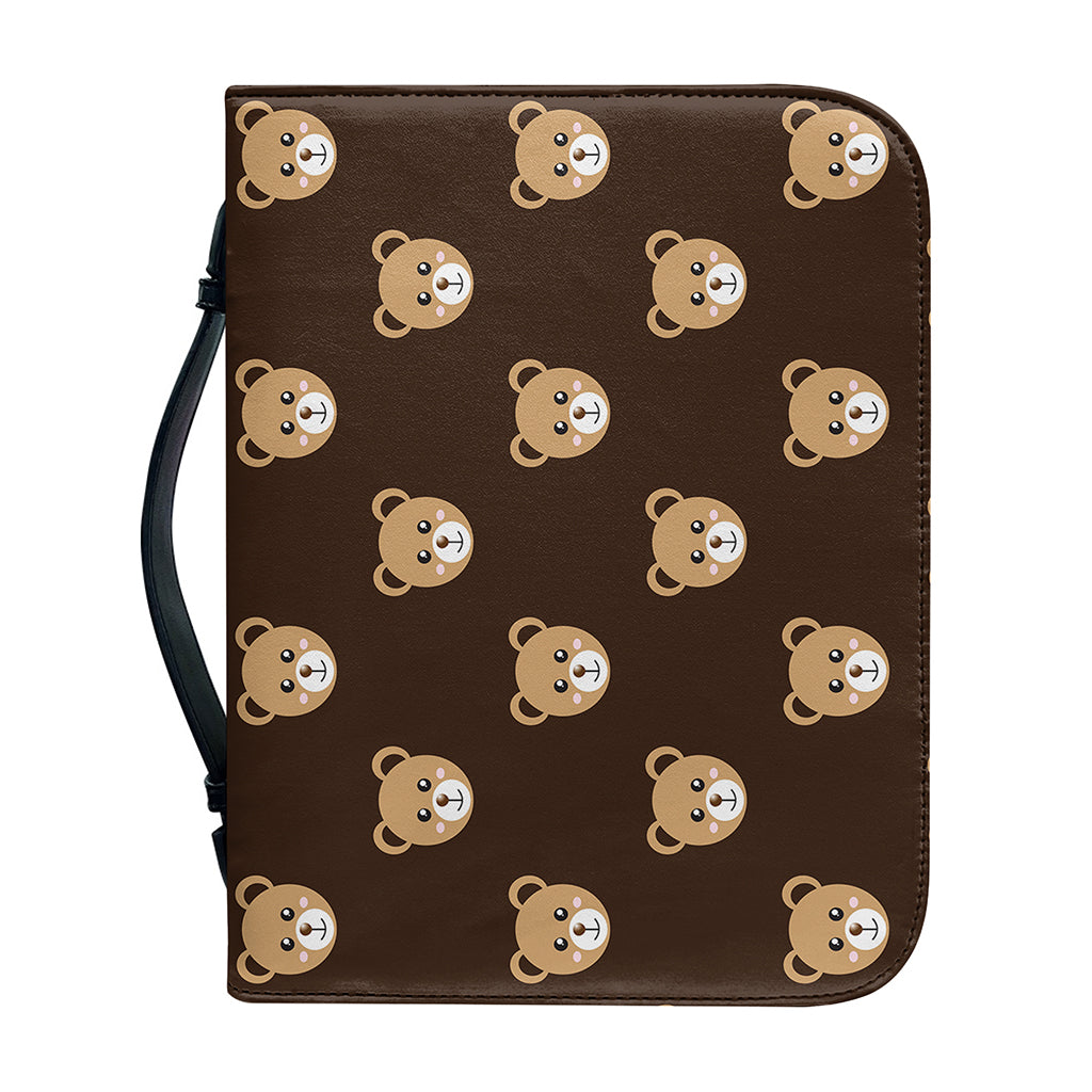 Cute Baby Grizzly Bear Pattern Print Leather Bible Cover