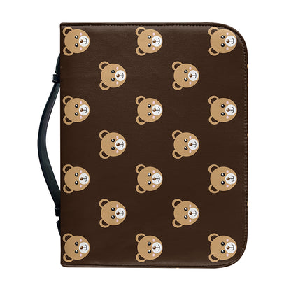 Cute Baby Grizzly Bear Pattern Print Leather Bible Cover