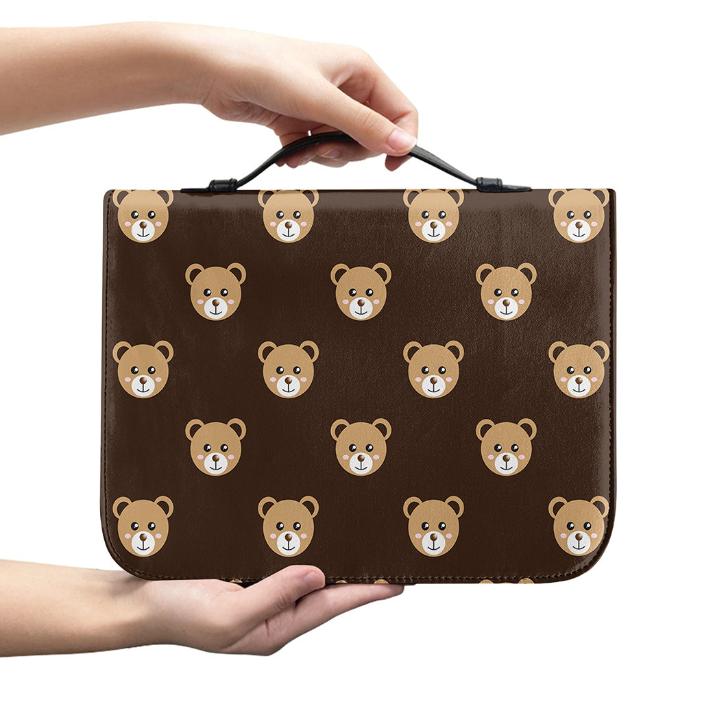 Cute Baby Grizzly Bear Pattern Print Leather Bible Cover
