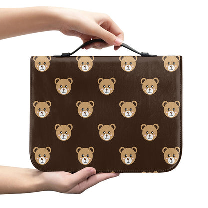 Cute Baby Grizzly Bear Pattern Print Leather Bible Cover