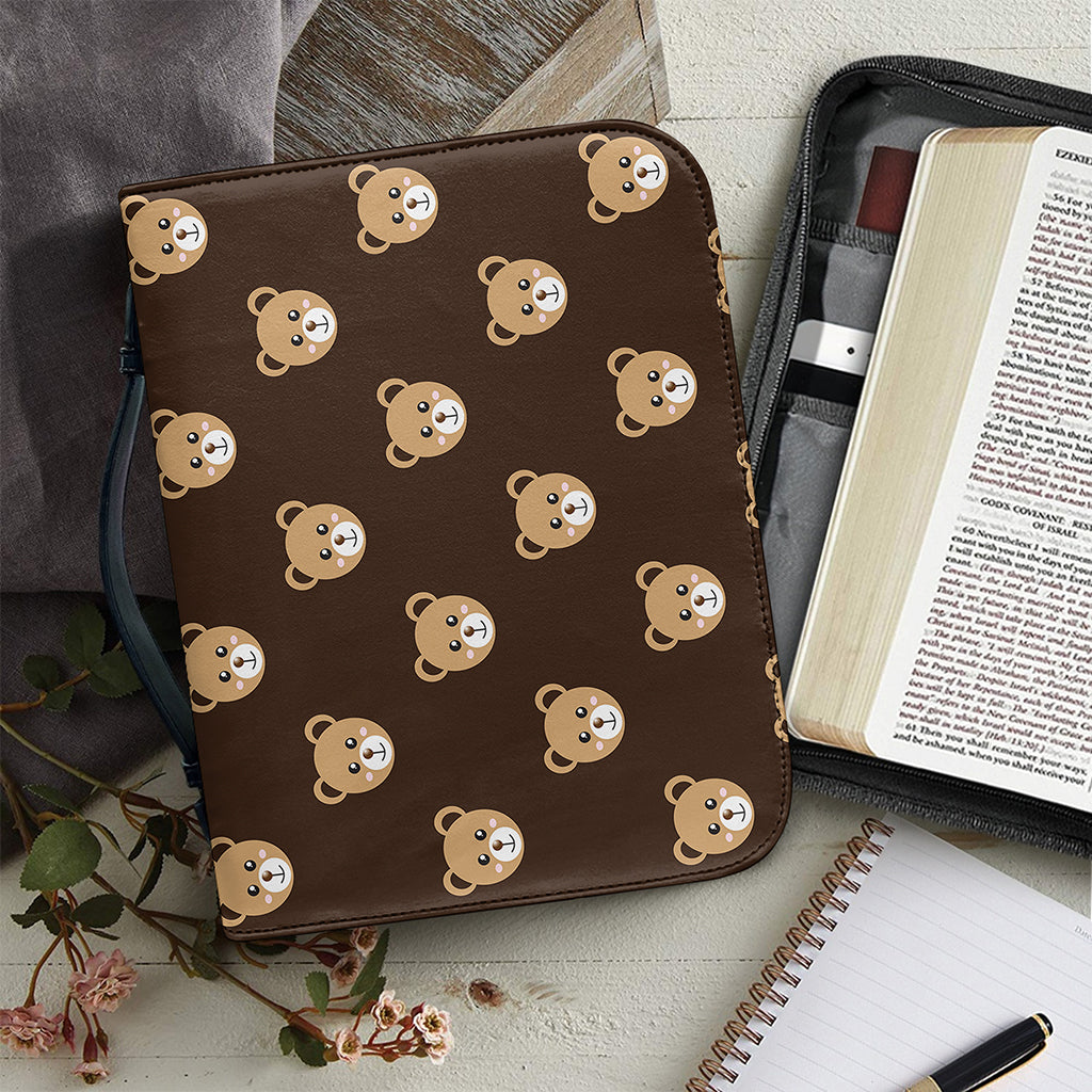Cute Baby Grizzly Bear Pattern Print Leather Bible Cover