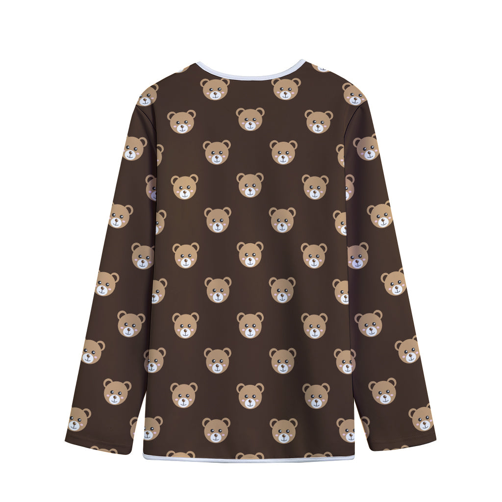 Cute Baby Grizzly Bear Pattern Print Long Sleeve Short Coat