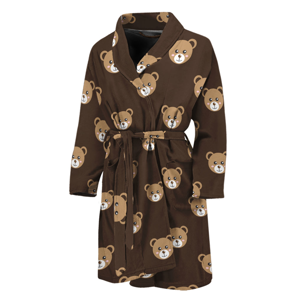 Cute Baby Grizzly Bear Pattern Print Men's Bathrobe