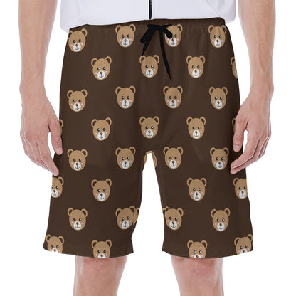 Cute Baby Grizzly Bear Pattern Print Men's Beach Shorts