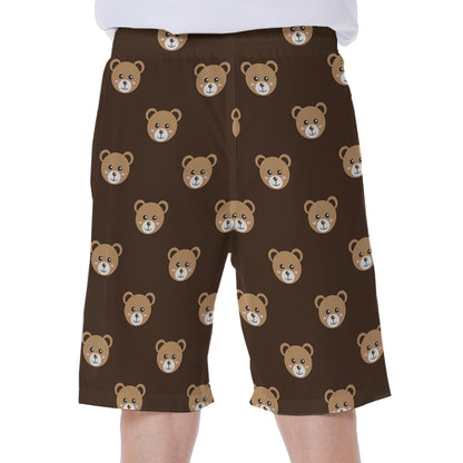 Cute Baby Grizzly Bear Pattern Print Men's Beach Shorts