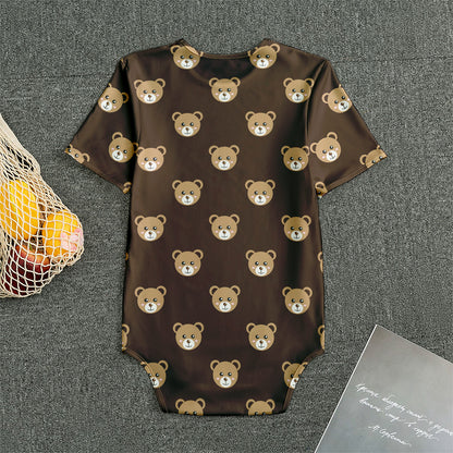Cute Baby Grizzly Bear Pattern Print Men's Bodysuit