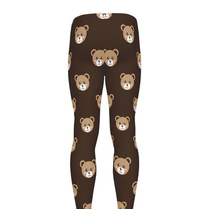 Cute Baby Grizzly Bear Pattern Print Men's leggings