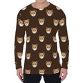 Cute Baby Grizzly Bear Pattern Print Men's Long Sleeve T-Shirt