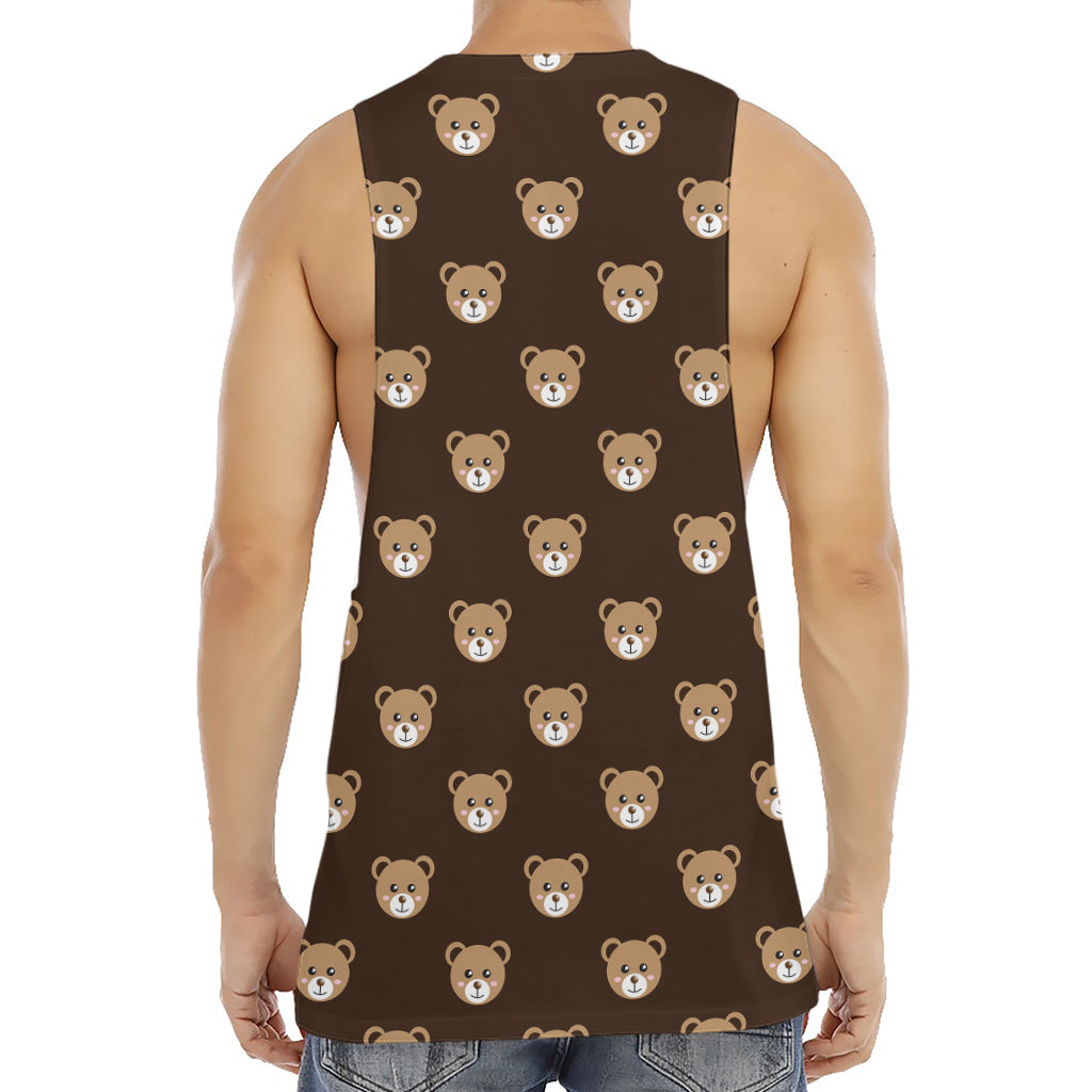 Cute Baby Grizzly Bear Pattern Print Men's Muscle Tank Top